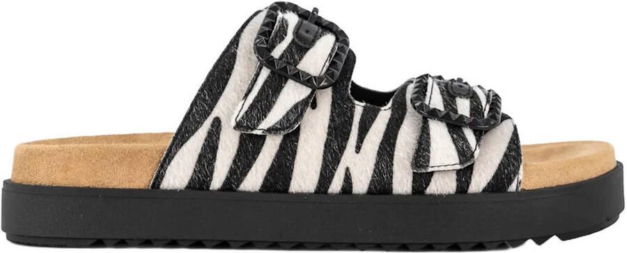Graceland slippers met zebraprint zwart wit