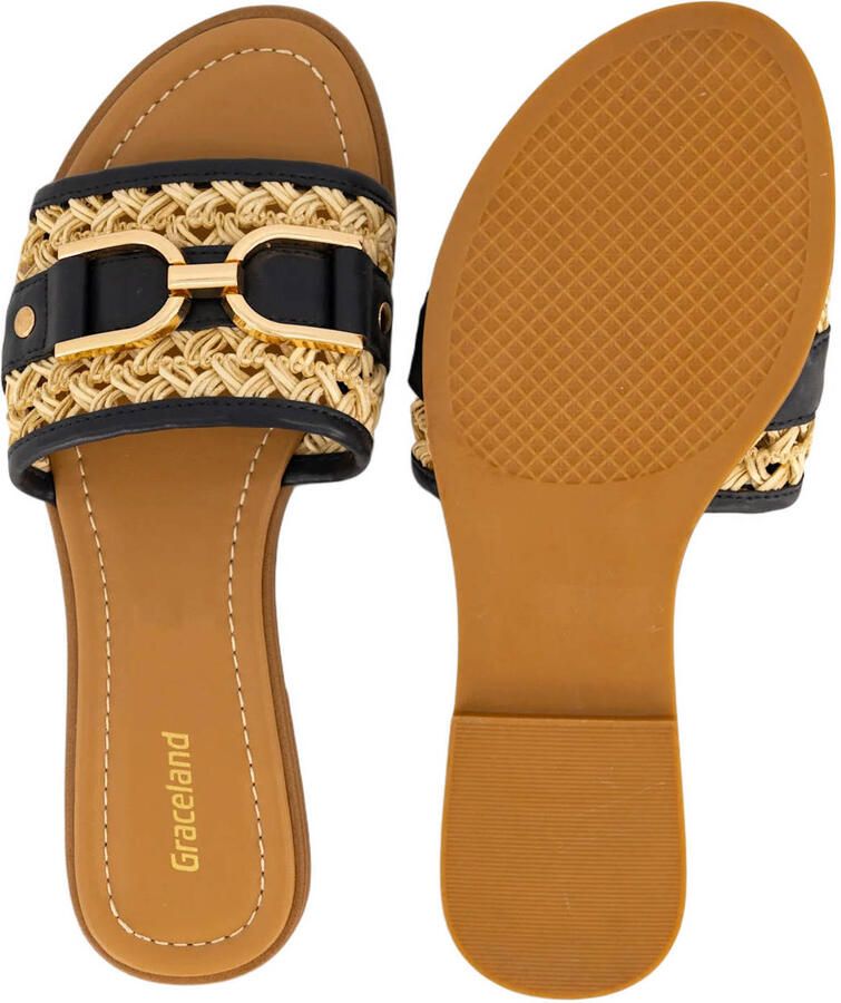 Graceland slippers zwart beige - Foto 2