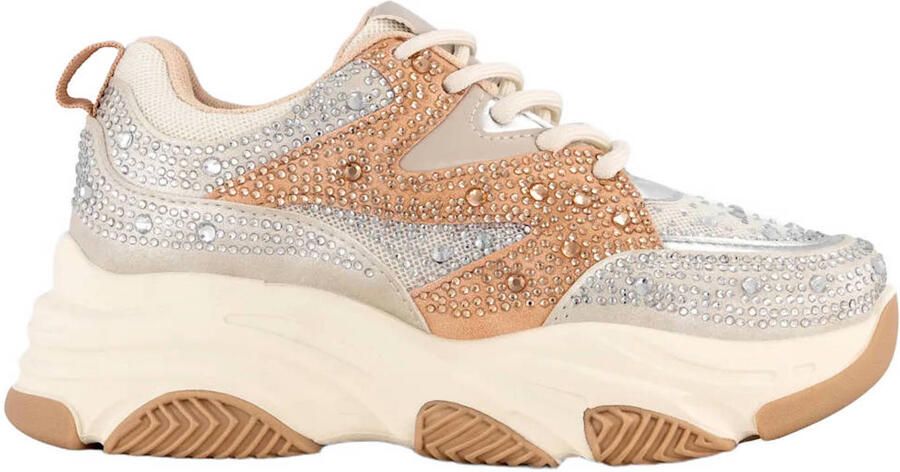 Graceland sneakers diamantjes grijs zalm