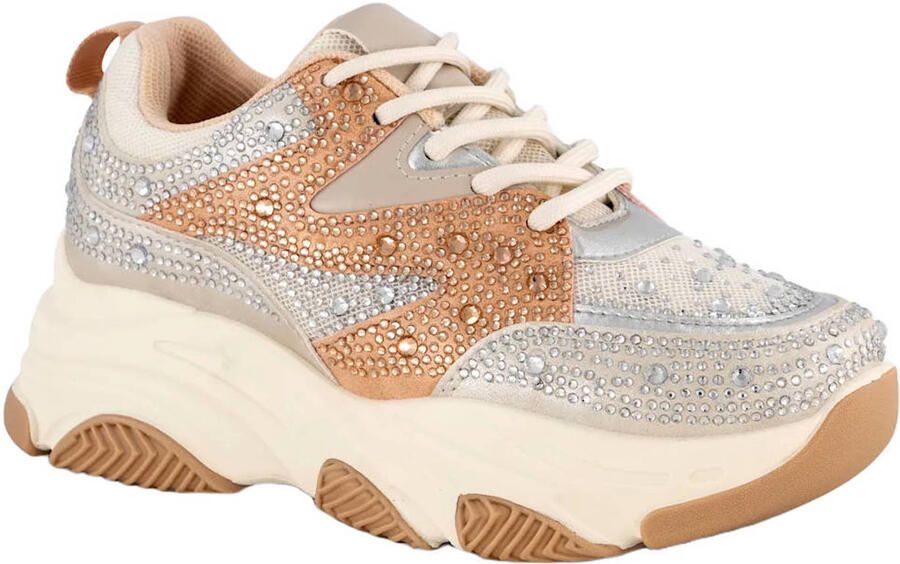 Graceland sneakers diamantjes grijs zalm - Foto 3