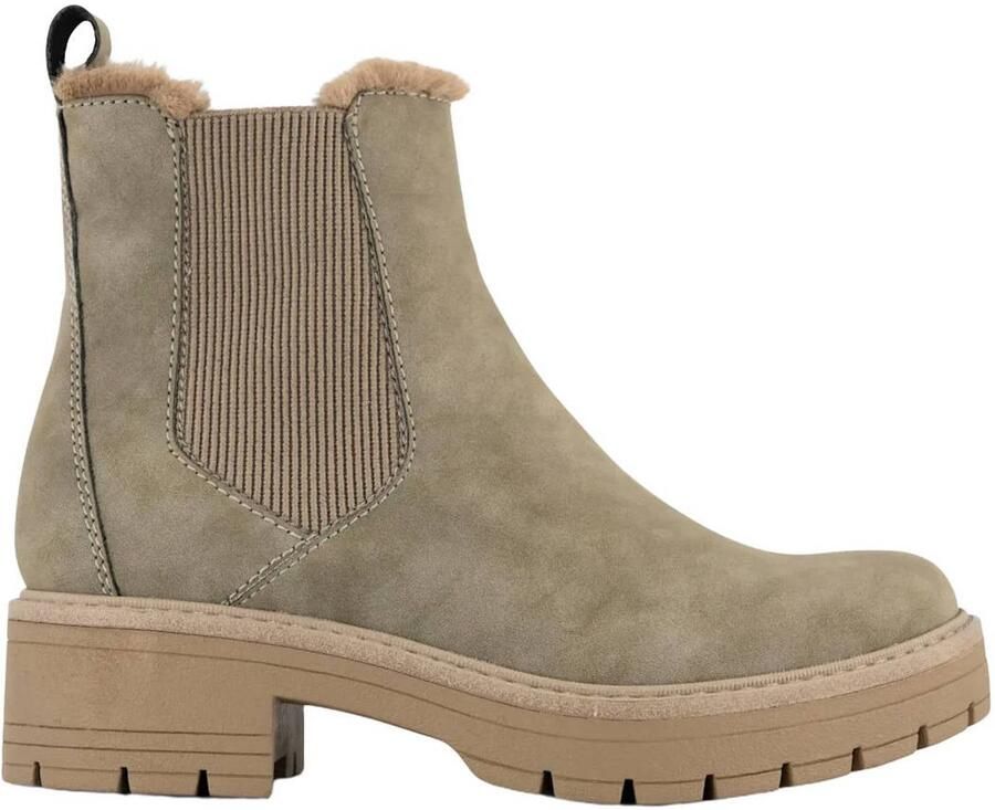 Graceland suède chelsea boots met profielzool kaki