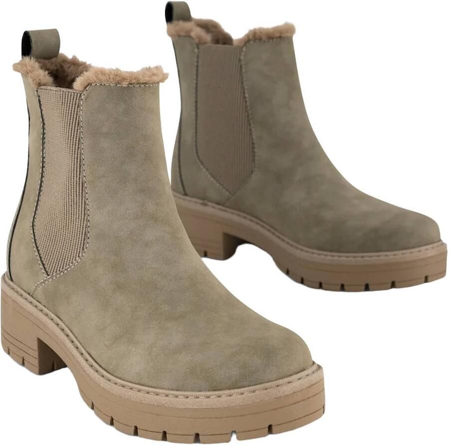 Graceland suède chelsea boots met profielzool kaki - Foto 2