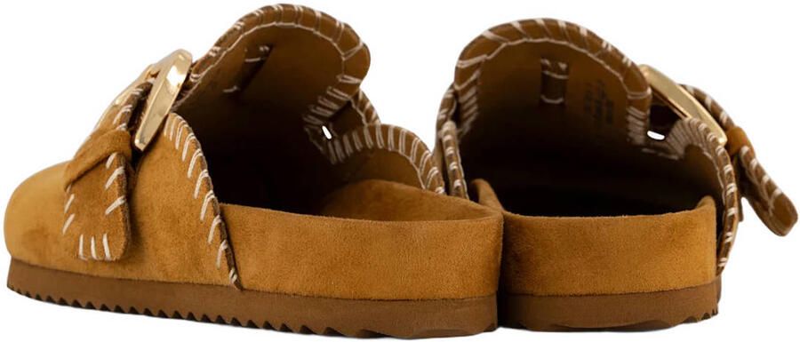 Graceland suède clogs met siergesp cognac - Foto 2