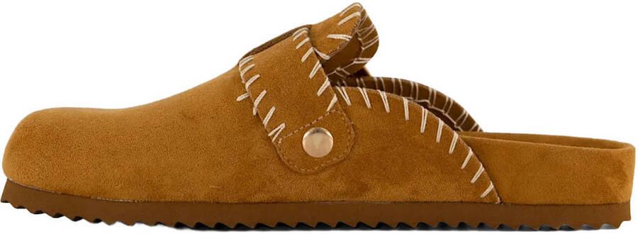 Graceland suède clogs met siergesp cognac - Foto 3