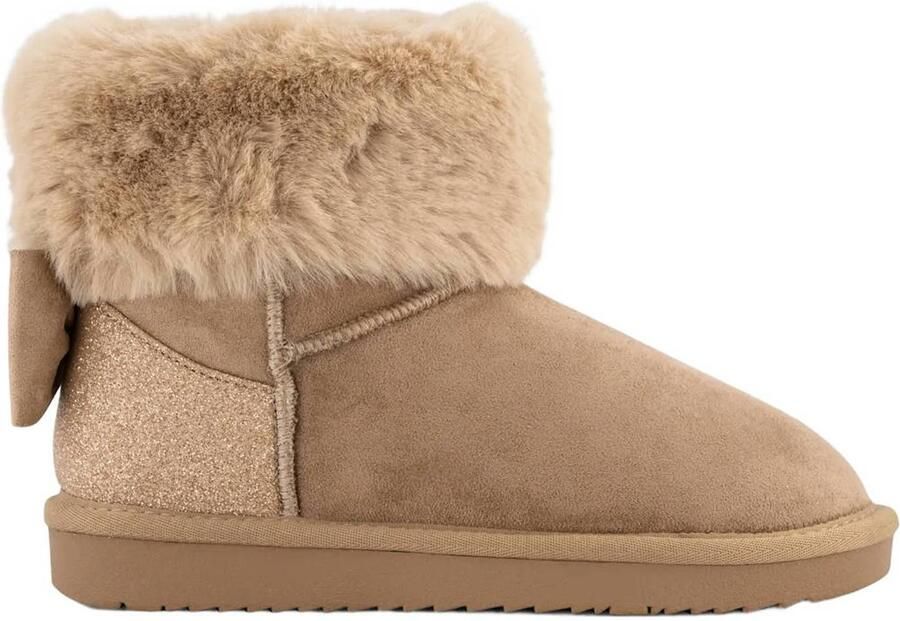 Graceland suède enkelboots met glitters beige