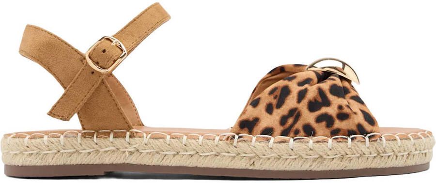 Graceland suède espadrilles met panterprint cognac zwart