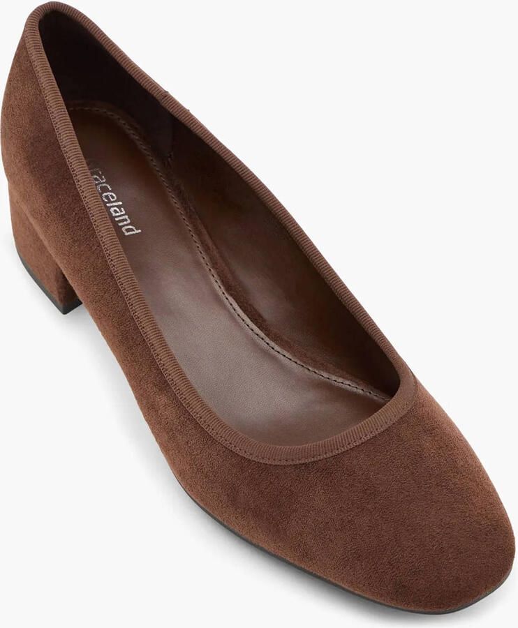 Graceland suède pumps met blokhak bruin - Foto 2