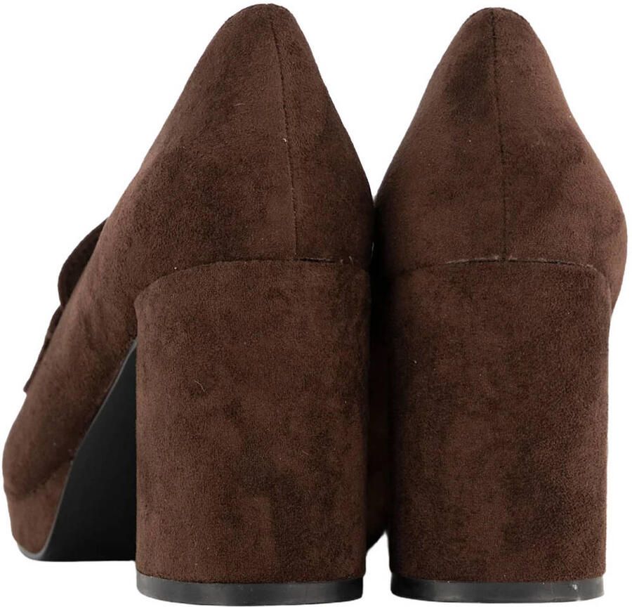Graceland suède pumps met blokhak bruin - Foto 2