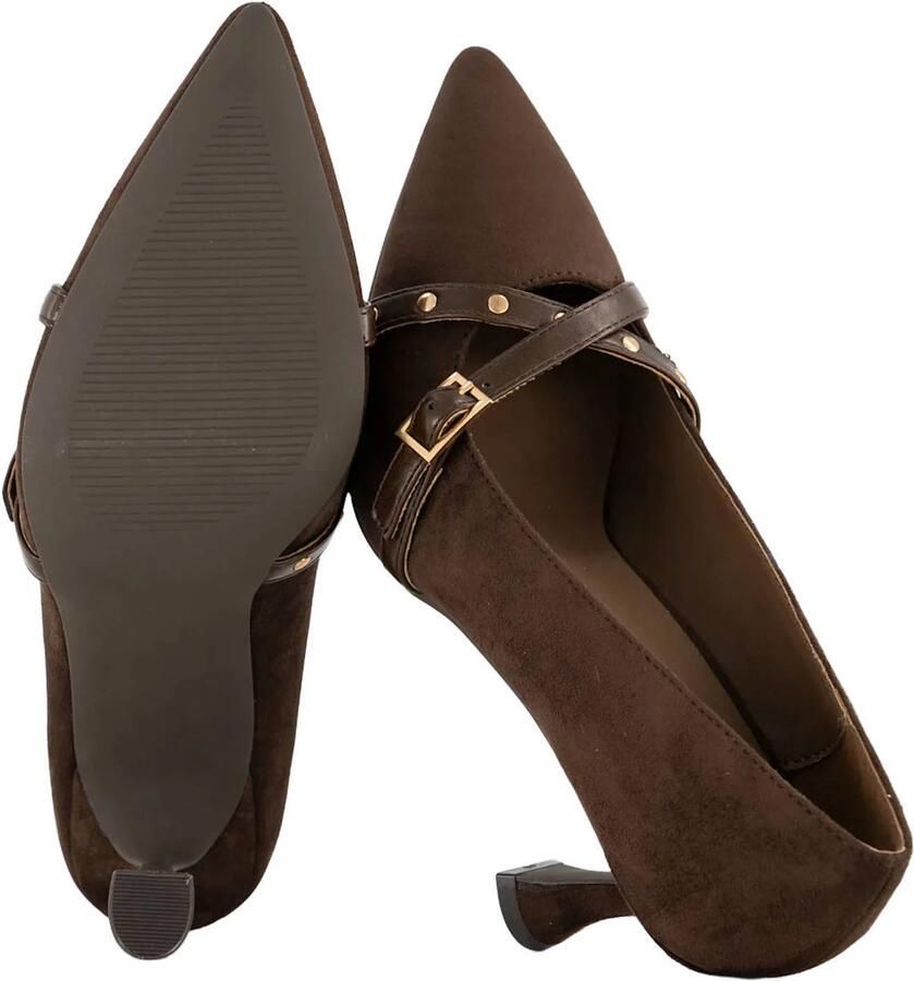 Graceland suède pumps met hak bruin - Foto 2