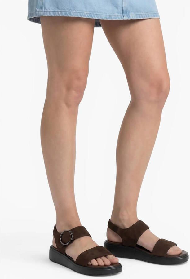 Graceland suède sandalen met sleehak zwart