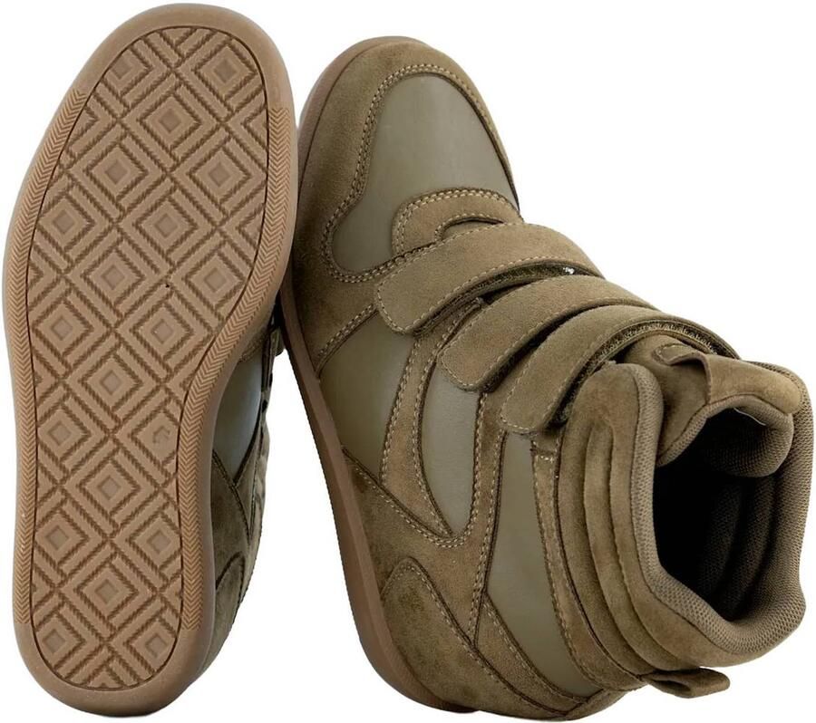 Graceland suède sneakers met sleehak beige - Foto 3