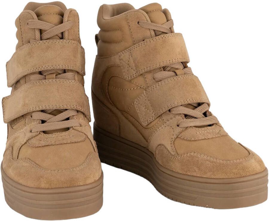 Graceland suède sneakers met sleehak cognac - Foto 3