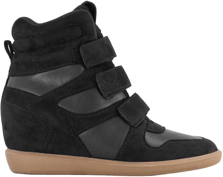 Graceland suède sneakers met sleehak zwart