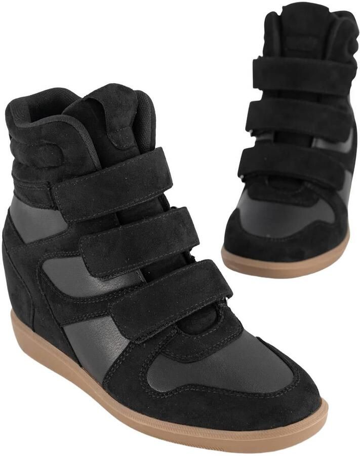 Graceland suède sneakers met sleehak zwart - Foto 3