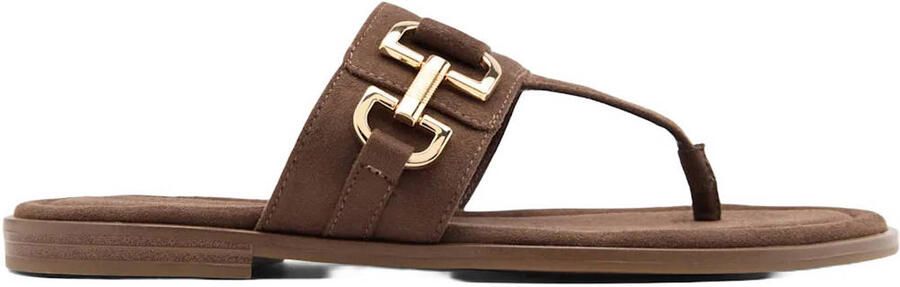Graceland suède teenslippers bruin
