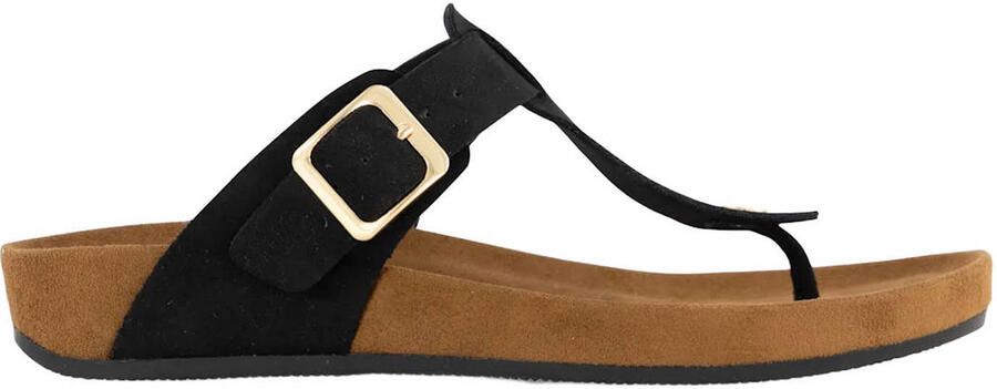 Graceland suède teenslippers zwart