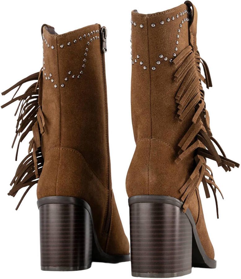 Graceland suèdelook cowboy boots met blokhak en studs bruin - Foto 2
