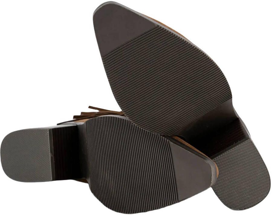 Graceland suèdelook cowboy boots met blokhak en studs bruin - Foto 3