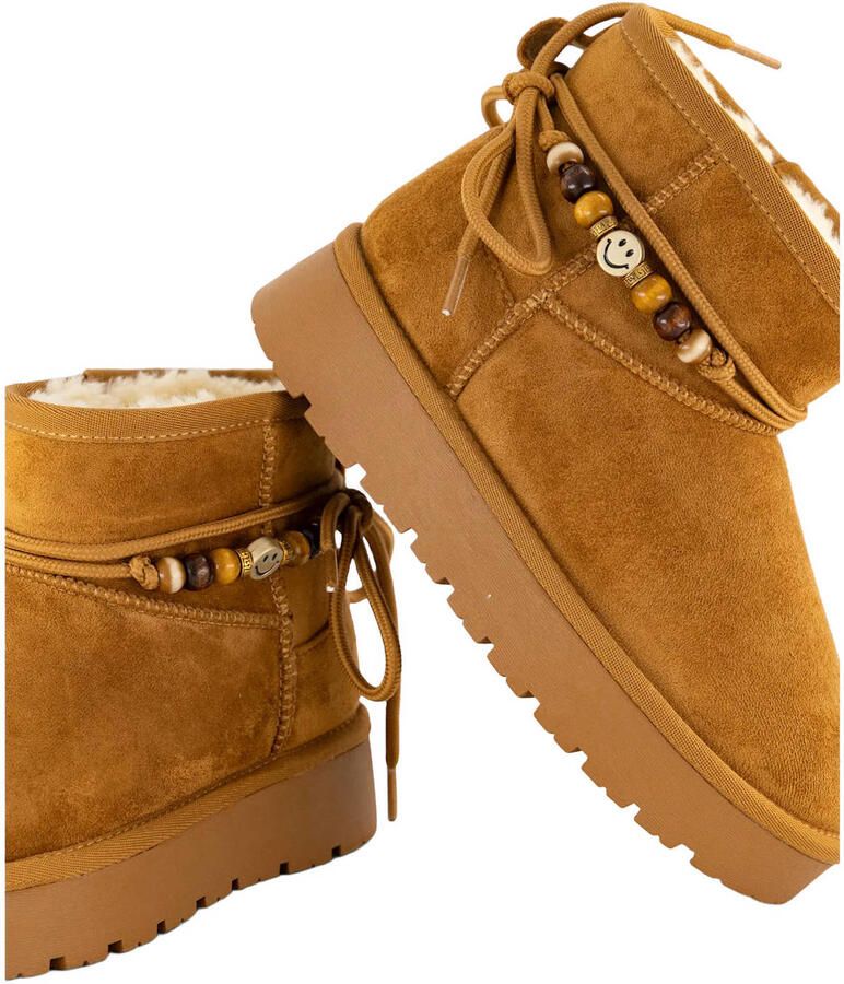Graceland suèdelook enkelboots met kraaltjes cognac - Foto 2