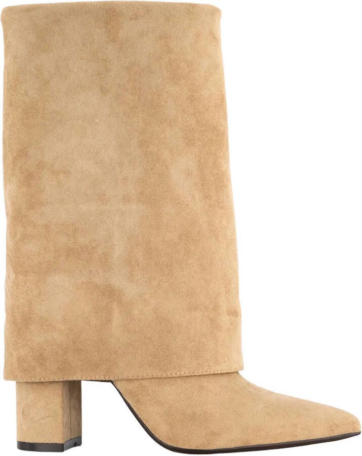 Graceland suèdelook laarzen met blokhak beige
