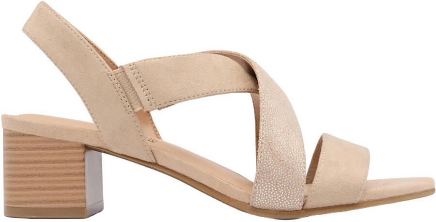 Graceland suèdelook sandalen met blokhak beige