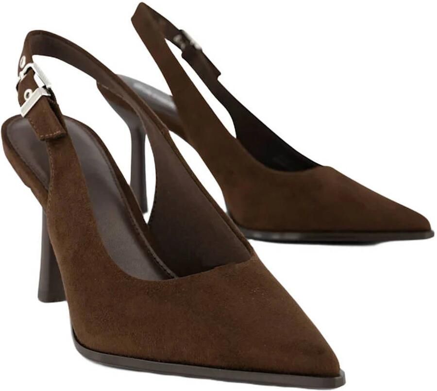 Graceland suèdelook slingback pumps met naaldhak bruin - Foto 2