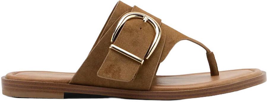 Graceland suèdelook teenslippers cognac