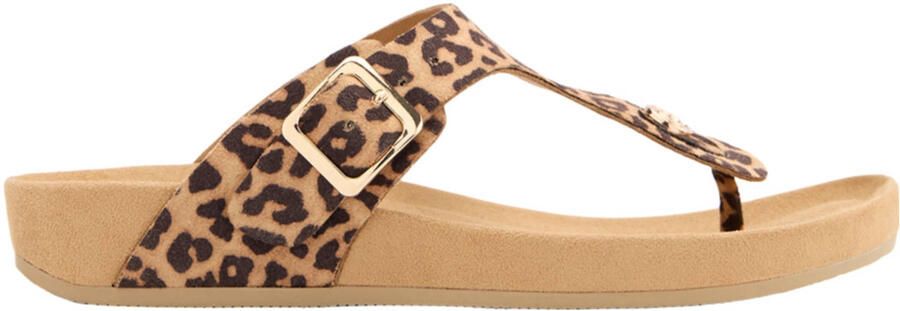 Graceland teenslippers met panterprint beige zwart