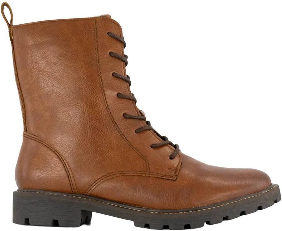 Graceland veterboots met profielzool cognac