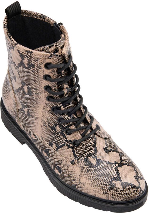 Graceland veterboots met slangenprint beige - Foto 2