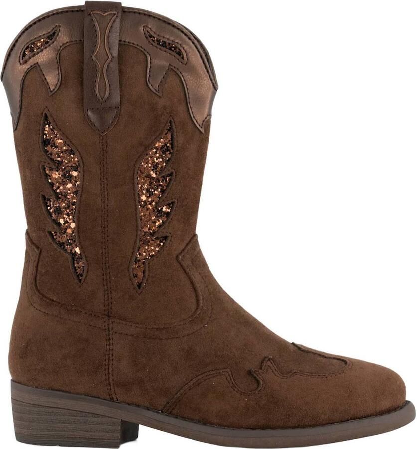 Graceland western suède laarzen met glitters bruin