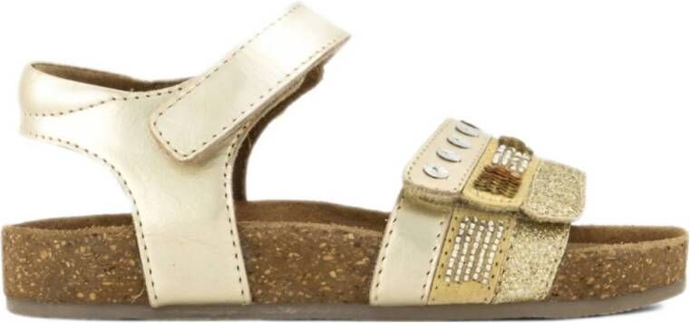 Graceland leren sandalen met glitters en pailletten goud