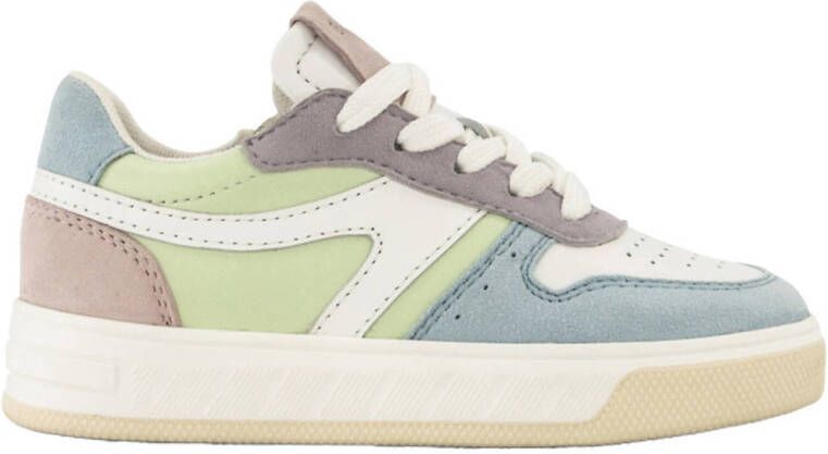 Graceland leren sneakers groen blauw roze