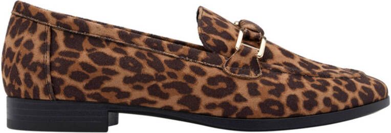 Graceland loafers met panterprint cognac zwart