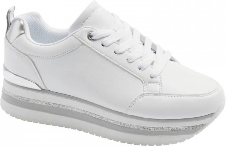 Graceland plateau sneakers wit zilver Schoenen.nl