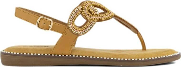 Graceland sandalen met strass bruin