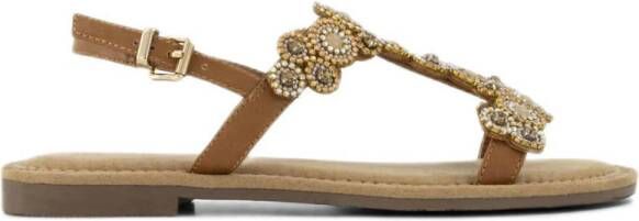 Graceland sandalen met strass bruin