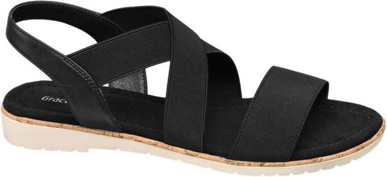 Graceland Zwarte sandaal elastiek