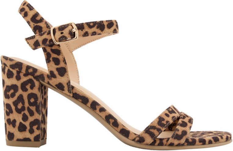 Graceland sandalettes met panterprint cognac