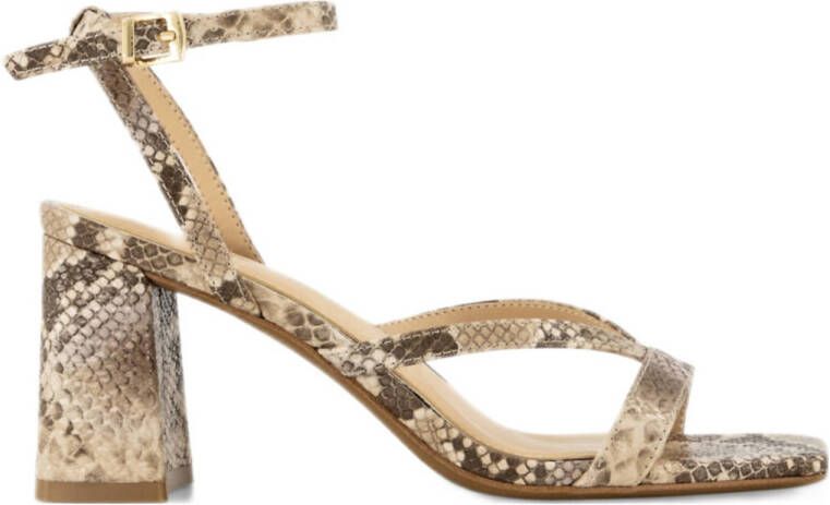 Graceland sandalettes met slangenprint beige bruin