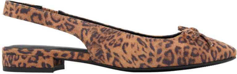 Graceland slingback loafers met panterprint cognac