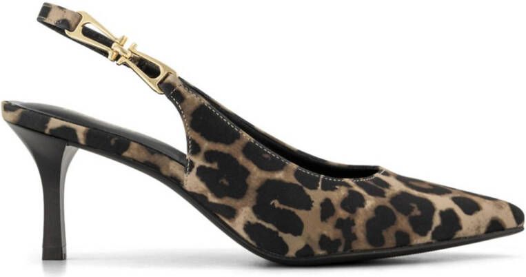 Graceland slingback pumps met panterprint bruin zwart