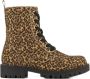 Graceland veterboots met panterprint cognac zwart - Thumbnail 1