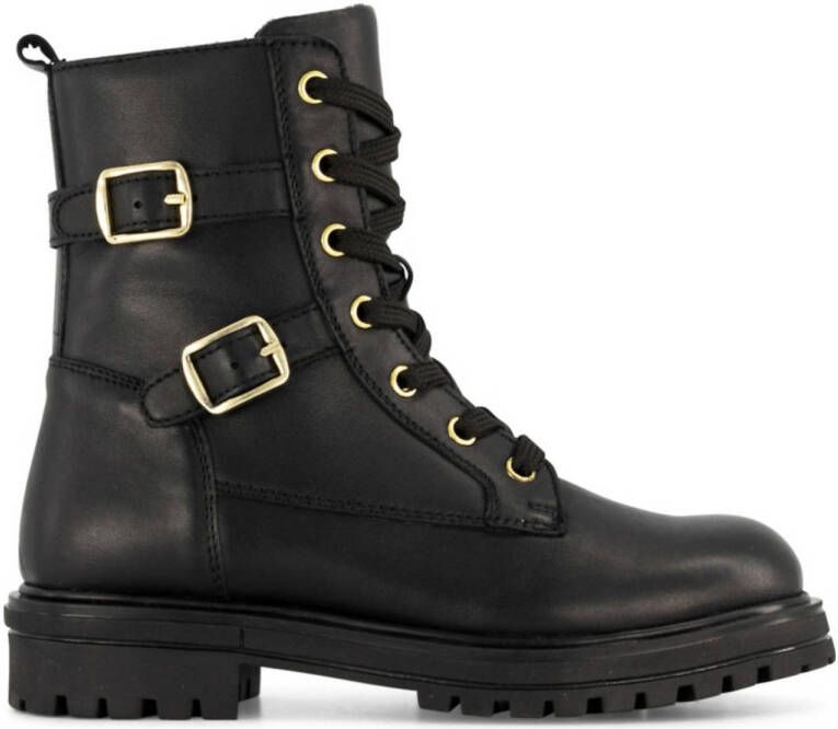 Graceland Zwarte leren veterboots - Schoenen.nl
