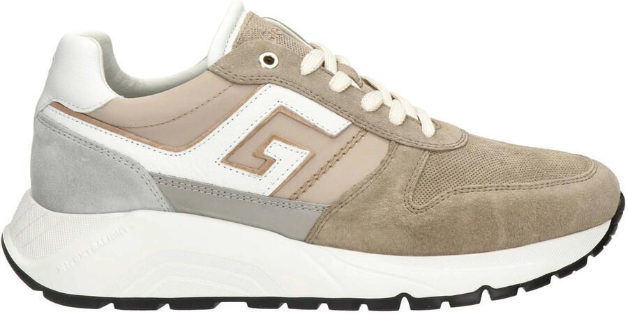Greve Arnhem suède sneakers met print meerkleurig taupe