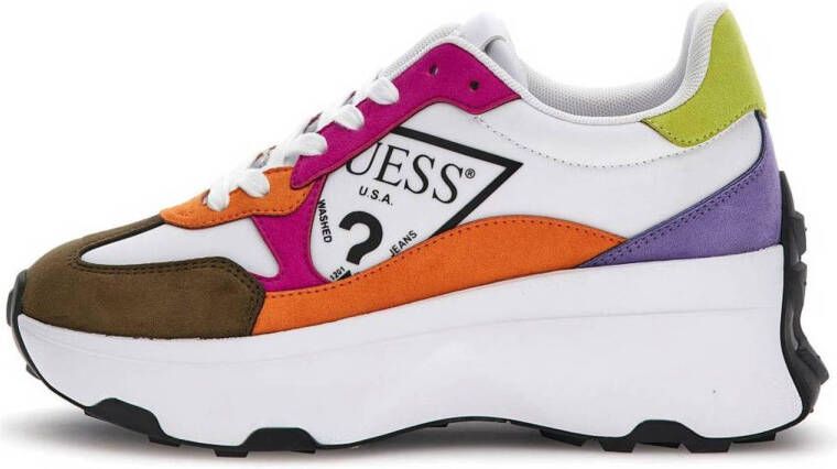 Guess Gekleurde Leren Sneakers met Ronde Neus Multicolor Dames