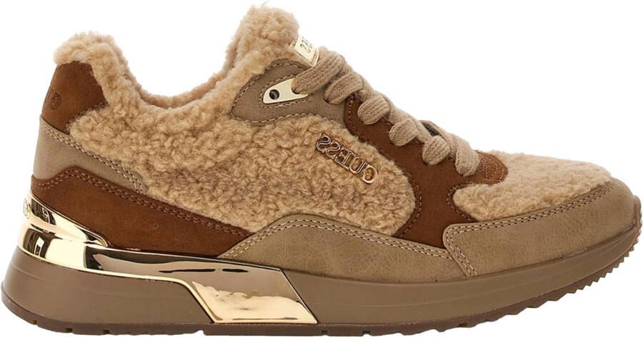 GUESS MoxeA17 sneakers met imitatiebont bruin