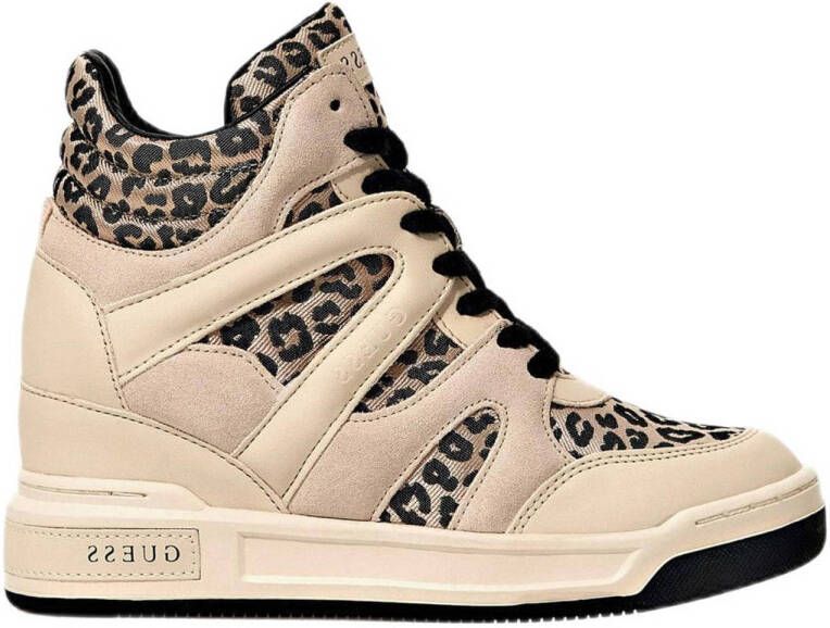 GUESS Lisa sneakers met panterprint beige