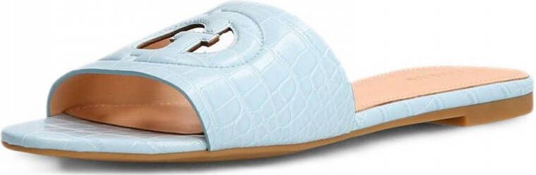 GUESS Tashia slippers met crocoprint blauw