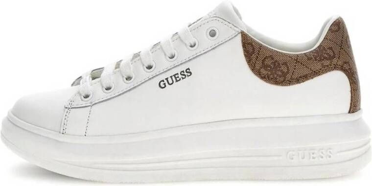 GUESS Vibo leren sneakers wit bruin